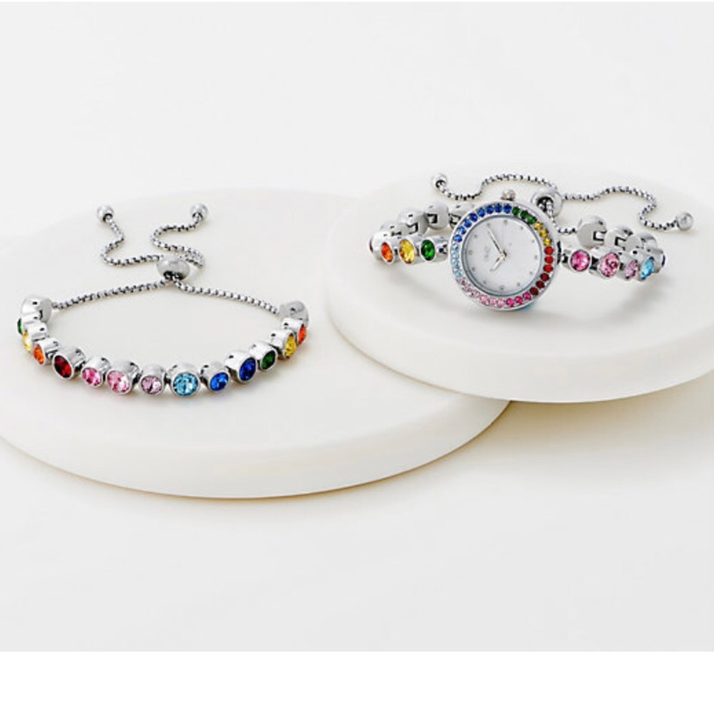 Multi Color (Rainbow) Adjustable Watch & Bracelet